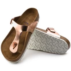 Birkenstock Women's Gizeh Soft Footbed Nubuck Leather - Metallic Copper (Regular Width) -Sandals Outlet 1005049 1005048 sole 36025.1676311799