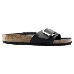 Birkenstock Women's Madrid Oiled Leather Big Buckle - Black (Narrow Width) -Sandals Outlet 1006523 side 12399.1673884330