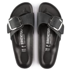 Birkenstock Women's Madrid Oiled Leather Big Buckle - Black (Narrow Width) -Sandals Outlet 1006523 top 94707.1673884295