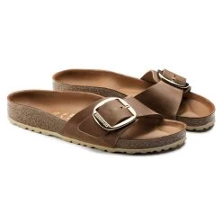 Birkenstock Women's Madrid Big Buckle Oiled Leather - Cognac (Narrow Width) -Sandals Outlet 1006525 pair 07399.1673558150