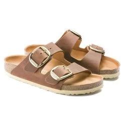 Birkenstock Women's Arizona Big Buckle Oiled Leather - Cognac (Narrow Width) -Sandals Outlet 1011073 pair 46864.1673886434