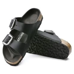 Birkenstock Women's Arizona Big Buckle Oiled Leather - Black (Narrow Width) -Sandals Outlet 1011075 sole 17727.1673471789