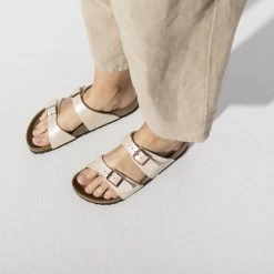 Birkenstock Women's Sydney Birko Flor - Graceful Pearl White (Narrow Width) -Sandals Outlet 1016171 f closeup f 05428.1679505195
