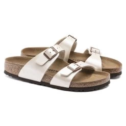 Birkenstock Women's Sydney Birko Flor - Graceful Pearl White (Narrow Width) -Sandals Outlet 1016171 pair 28260.1679505230