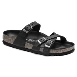Birkenstock Women's Franca Oiled Piumato Leather - Black (Narrow Width)