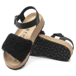 Birkenstock Papillio Women's Glenda - Teddy Black (Narrow Width) -Sandals Outlet 1020216 sole 00959.1635969461