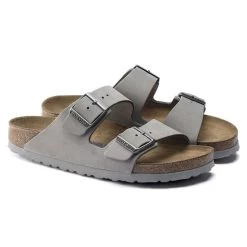 Birkenstock Arizona Soft Footbed Nubuck Leather - Dove Gray (Narrow Width) -Sandals Outlet 1020973 pair 95137.1636057361