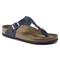 Birkenstock Women's Gizeh Oiled Leather - Navy (Narrow Width)