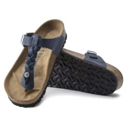 Birkenstock Women's Gizeh Oiled Leather - Navy (Narrow Width) -Sandals Outlet 1020992 sole 84968.1681218032