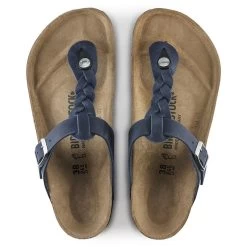 Birkenstock Women's Gizeh Oiled Leather - Navy (Narrow Width) -Sandals Outlet 1020992 top 73852.1681218042