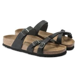 Birkenstock Women's Franca Oiled Leather - Black (Regular Width) -Sandals Outlet 1021203 pair 96985.1627491066