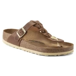 Birkenstock Women's Gizeh Braided Oiled Leather - Cognac (Regular Width)