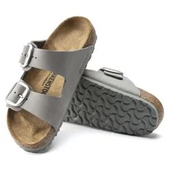 Birkenstock Women's Arizona Big Buckle Nubuck Leather - Dove Gray (Narrow Width) -Sandals Outlet 1022154 sole 52275.1697477060