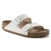 Birkenstock Women's Arizona Vegan Birkibuc - White (Narrow Width) -Sandals Outlet 1022376 89704.1697479902