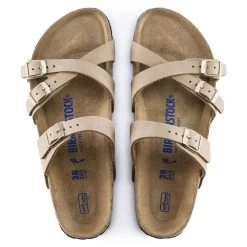 Birkenstock Women's Franca Soft Footbed Nubuck Leather - Sandcastle (Narrow Width) -Sandals Outlet 1022956 top 88617.1654801016