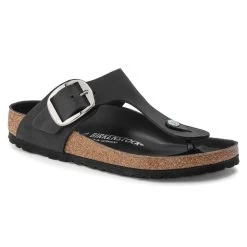 Birkenstock Women's Gizeh Big Buckle Oiled Nubuck Leather - Black (Regular Width)