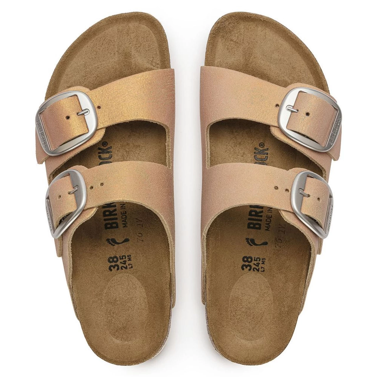 Birkenstock Women's Arizona Big Buckle Nubuck Leather - Washed Metallic Copper (Narrow Width) 7 Birkenstock Women's Arizona Big Buckle Nubuck Leather - Washed Metallic Copper (Narrow Width) - Image 5