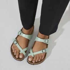 Birkenstock Women's Mayari Birko-Flor - Graceful Matcha (Regular Width) -Sandals Outlet 1023945 f closeup f 28184.1676407576