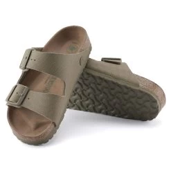 Birkenstock Men's Arizona Vegan Textile - Faded Khaki (Regular Width) -Sandals Outlet 1023958 sole 18224.1681220264