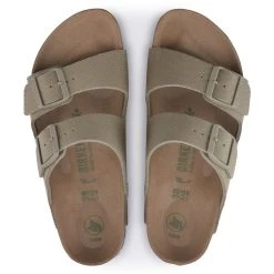 Birkenstock Men's Arizona Vegan Textile - Faded Khaki (Regular Width) -Sandals Outlet 1023958 top 30144.1681220240