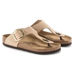 Birkenstock Women's Gizeh Big Buckle Nubuck Leather - Sandcastle(Regular Width) -Sandals Outlet 1023966 pair 09228.1697481307