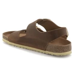 Birkenstock Women's Milano Big Buckle Oiled Leather - Cognac (Narrow Width) -Sandals Outlet 1023972 Back 00447.1708721176