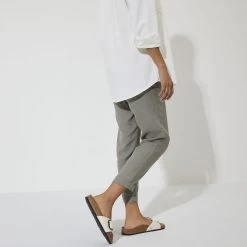 Birkenstock Women's Madrid Vegan Big Buckle Textile - Eggshell (Narrow Width) -Sandals Outlet 1023982 f look f 75737.1683310027