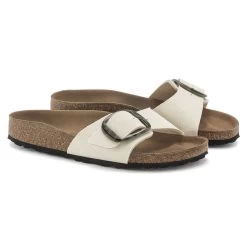 Birkenstock Women's Madrid Vegan Big Buckle Textile - Eggshell (Narrow Width) -Sandals Outlet 1023982 pair 76906.1683310011