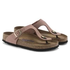 Birkenstock Women's Gizeh Soft Footbed Nubuck Leather - Old Rose (Regular Width) -Sandals Outlet 1024024 pair 88783.1679504394