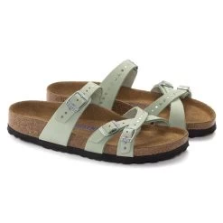 Birkenstock Women's Franca Soft Footbed Nubuck Leather - Matcha (Regular Width) -Sandals Outlet 1024251 pair 36050.1684185047