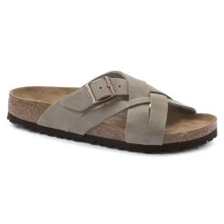 Birkenstock Women's Lugano Soft Footbed Suede Leather - Taupe (Narrow Width)