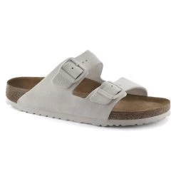 Birkenstock Women's Arizona Soft Footbed Suede Leather - Antique White (Regular Width)