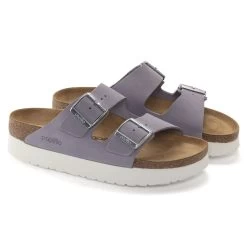 Birkenstock Papillio Women's Arizona Platform Nubuck Leather - Purple Fog -Sandals Outlet 1024529 pair 17988.1682689356