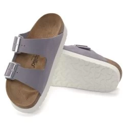 Birkenstock Papillio Women's Arizona Platform Nubuck Leather - Purple Fog -Sandals Outlet 1024529 sole 44895.1682689317