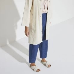 Birkenstock Women's Lugano Soft Footbed Suede Leather - Antique White (Narrow Width) -Sandals Outlet 1024534 f look f 09314.1676472114