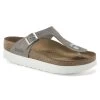 Birkenstock Papillio Women's Gizeh Platform Nubuck Leather - Dove Gray (Regular Width) -Sandals Outlet 1024577 30815.1681225068