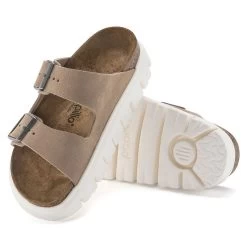 Birkenstock Papillio Women's Arizona Chunky Suede Leather - Warm Sand (Narrow Width) -Sandals Outlet 1024950 sole 69721.1679940442
