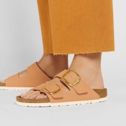 Birkenstock Women's Arizona Big Buckle Rivet Logo Vegan Canvas - Papaya 15 Birkenstock Women's Arizona Big Buckle Rivet Logo Vegan Canvas - Papaya -Sandals Outlet 1025513 f closeup f 31941.1699223308