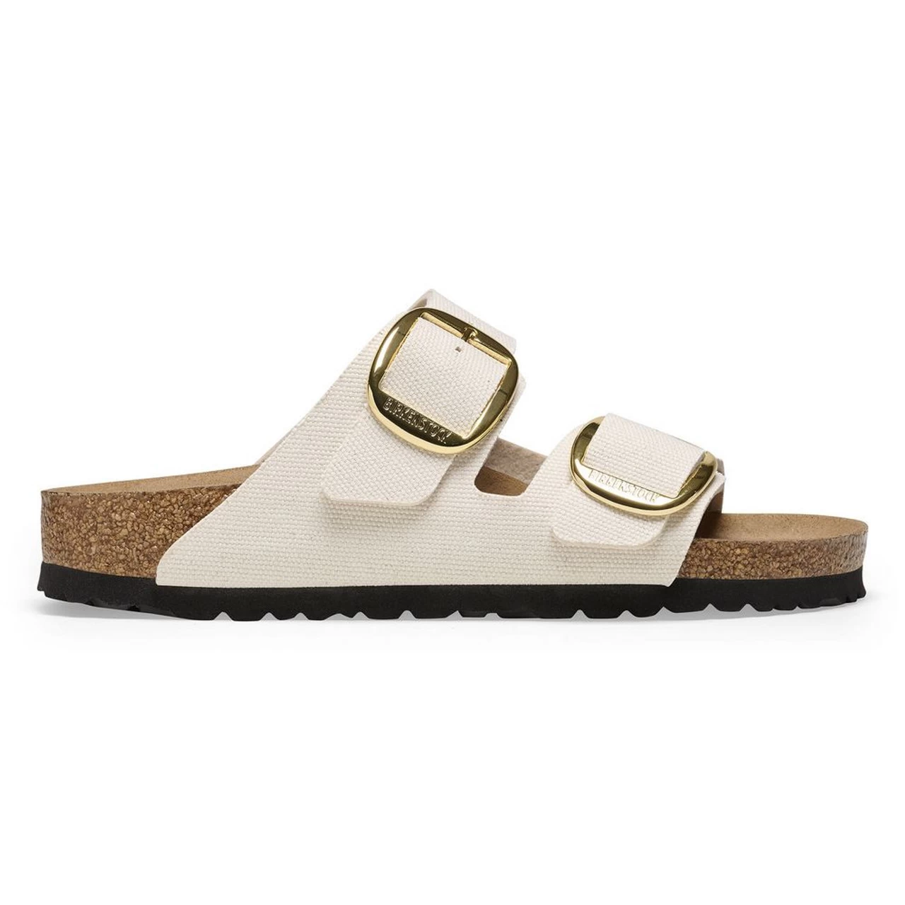 Birkenstock Women's Arizona Big Buckle Rivet Logo Vegan Canvas - Eggshell 4 Birkenstock Women's Arizona Big Buckle Rivet Logo Vegan Canvas - Eggshell - Image 2