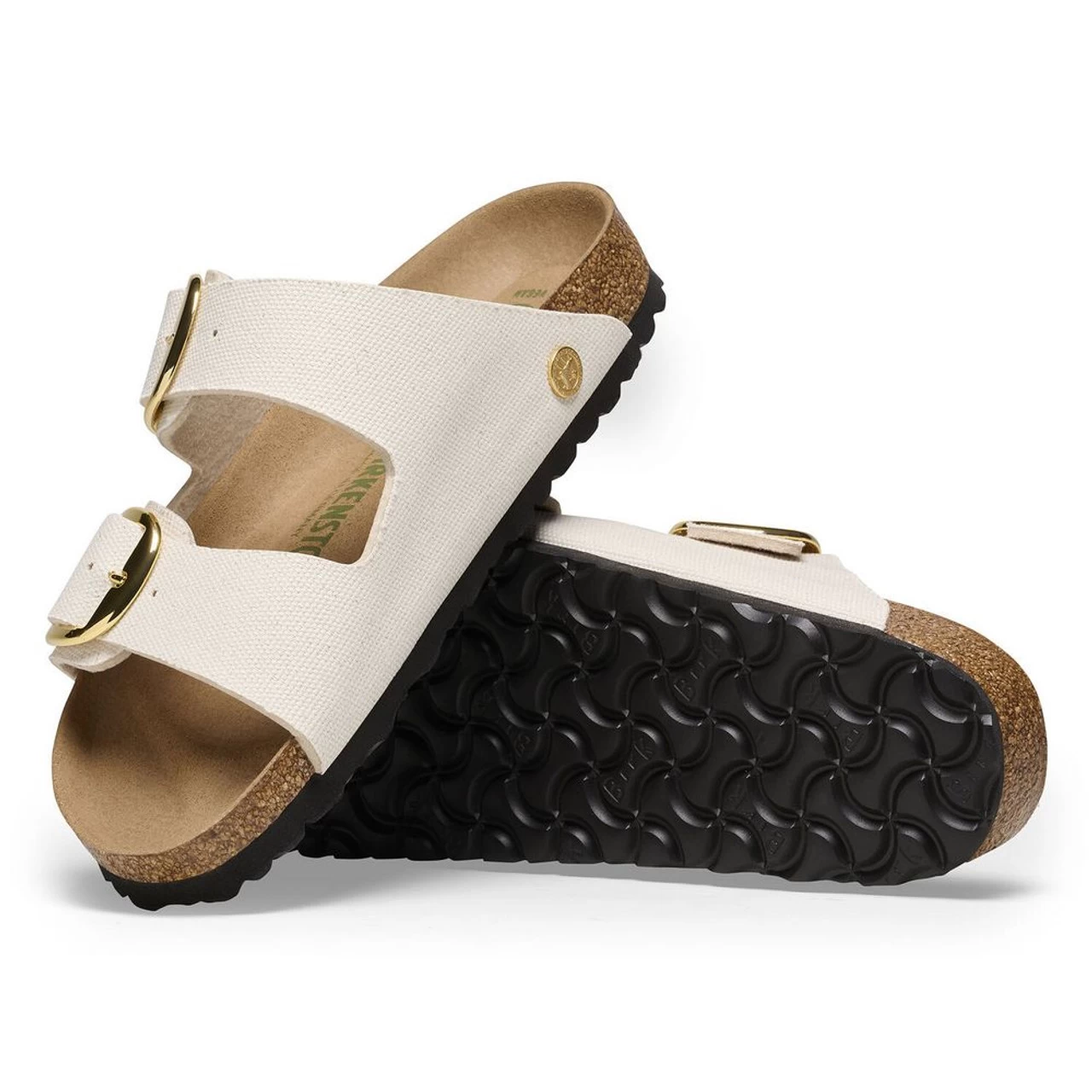 Birkenstock Women's Arizona Big Buckle Rivet Logo Vegan Canvas - Eggshell 6 Birkenstock Women's Arizona Big Buckle Rivet Logo Vegan Canvas - Eggshell - Image 4