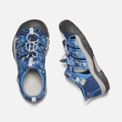 KEEN Big Kids' Newport H2 Sandals - Camo / Bright Cobalt -Sandals Outlet 1026278 PLD PDP 48585.1649966789
