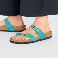 Birkenstock Women's Mayari Oiled Leather - Biscay Bay (Regular Width) -Sandals Outlet 1026591 f closeup f 67538.1713542289