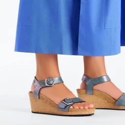 Birkenstock Women's Papillio Soley Ring-Buckle Oiled Leather - Metallic Black -Sandals Outlet 1026951 f closeup f 82349.1715271749