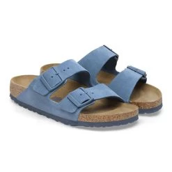 Birkenstock Arizona Soft Footbed Suede Leather - Elemental Blue (Narrow Width) -Sandals Outlet 1027660 pair 15597.1709657911