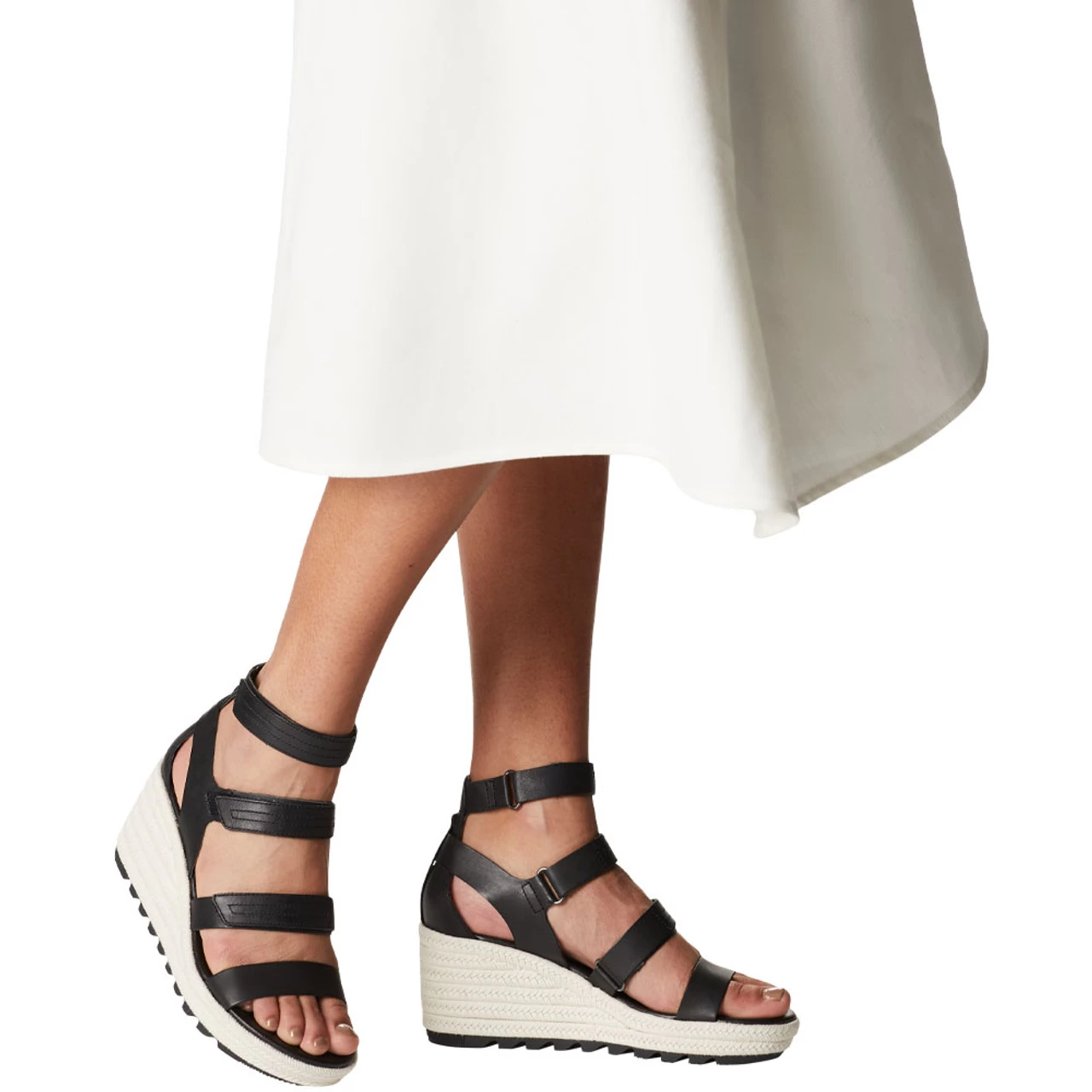 Sorel Women's Cameron Multistrap Wedge - Black / Chalk 9 Sorel Women's Cameron Multistrap Wedge - Black / Chalk - Image 7