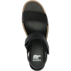 Sorel Women's Joanie IV Y Strap Wedge - Black / Sea Salt -Sandals Outlet 1 89373.1709064563