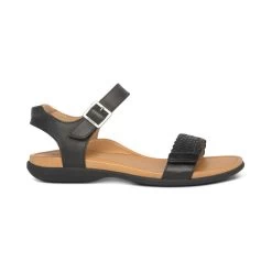 Aetrex Women's Lucy Woven Quarter Strap Sandal - Black -Sandals Outlet 2 06854.1622060258