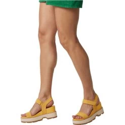 Sorel Women's Joanie IV Y Strap Wedge - Yellow Ray / Honey White -Sandals Outlet 2 30245.1709061939
