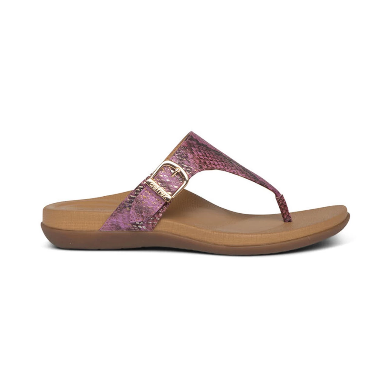 Aetrex Women's Rita Adjustable Thong Sandal - Pink Snake 4 Aetrex Women's Rita Adjustable Thong Sandal - Pink Snake - Image 2