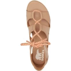 Sorel Women's Cameron Flatform Lace - Honest Beige / Gum 17 -Sandals Outlet 2 91071.1678715266